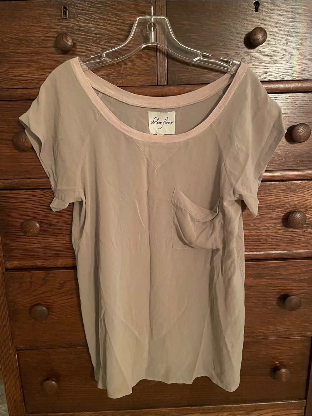 Chelsea Flower Grey Short-Sleeve Pocket Blouse